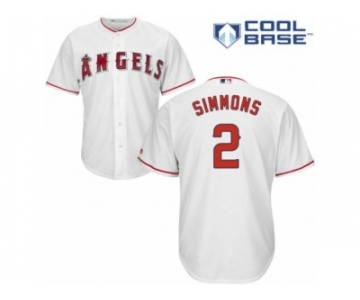 Men's Majestic Los Angeles Angels of Anaheim #2 Andrelton Simmons Replica White Home Cool Base MLB Jersey