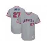 Men's Majestic Los Angeles Angels of Anaheim #27 Mike Trout Grey Stars & Stripes Authentic Collection Flex Base MLB Jersey