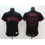 Men's Majestic Los Angeles Angels of Anaheim #27 Mike Trout Lights Out Black Flexbase Authentic Collection MLB Jersey