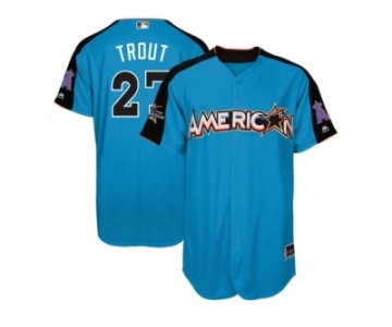 Men's Majestic Los Angeles Angels of Anaheim #27 Mike Trout Replica Blue American League 2017 MLB All-Star MLB Jersey