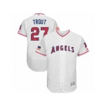 Men's Majestic Los Angeles Angels of Anaheim #27 Mike Trout White Stars & Stripes Authentic Collection Flex Base MLB Jersey