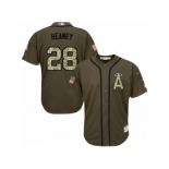 Men's Majestic Los Angeles Angels of Anaheim #28 Andrew Heaney Replica Green Salute to Service MLB Jersey