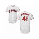 Men's Majestic Los Angeles Angels of Anaheim #41 Frank Herrmann White Flexbase Authentic Collection MLB Jersey