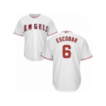 Men's Majestic Los Angeles Angels of Anaheim #6 Yunel Escobar Replica White Home Cool Base MLB Jersey