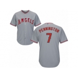 Men's Majestic Los Angeles Angels of Anaheim #7 Cliff Pennington Authentic Grey Road Cool Base MLB Jersey