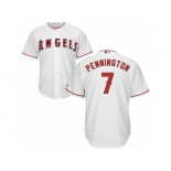 Men's Majestic Los Angeles Angels of Anaheim #7 Cliff Pennington Authentic White Home Cool Base MLB Jersey