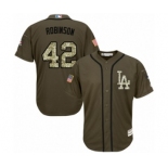 Men's Majestic Los Angeles Dodgers #42 Jackie Robinson Authentic Green Salute to Service MLB Jersey