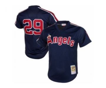 Men's Mitchell and Ness 1984 Los Angeles Angels of Anaheim #29 Rod Carew Authentic Navy Blue Throwback MLB Jersey