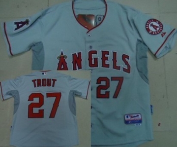 mlb jerseys los angeles angels #27 trout grey