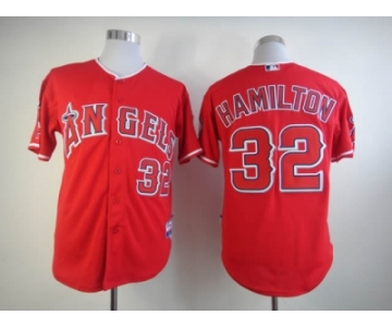 mlb jerseys los angeles angels #32 hamilton red