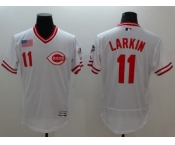 Cincinnati Reds #11 Barry Larkin White Flexbase Authentic Collection Cooperstown Stitched MLB Jersey