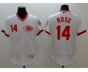 Cincinnati Reds #14 Pete Rose White Flexbase Authentic Collection Cooperstown Stitched MLB Jersey