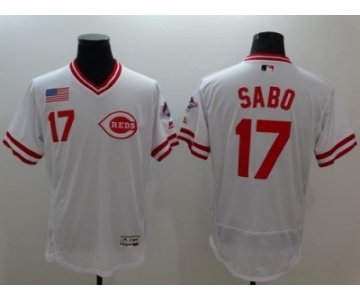 Cincinnati Reds #17 Chris Sabo White Flexbase Authentic Collection Cooperstown Stitched MLB Jersey