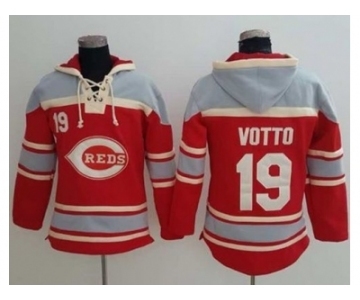 Cincinnati Reds #19 Joey Votto Red Sawyer Hooded Sweatshirt Baseball Hoodie