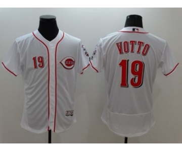 Cincinnati Reds #19 Joey Votto White Flexbase Authentic Collection Stitched MLB Jersey