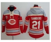 Cincinnati Reds #21 Reggie Sanders Red Sawyer Hooded Sweatshirt Baseball Hoodie