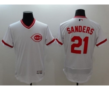 Cincinnati Reds #21 Reggie Sanders White Flexbase Authentic Collection Cooperstown Stitched MLB Jersey