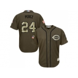 Cincinnati Reds #24 Tony Perez Green Salute to Service Stitched Baseball Jersey