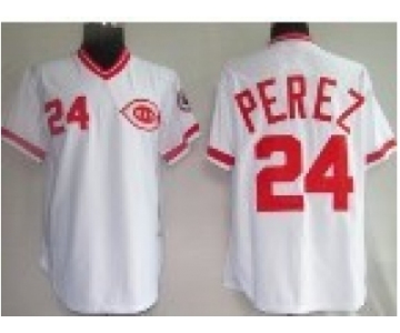 Cincinnati Reds #24 Tony Perez Throwback white