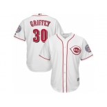 Cincinnati Reds #30 Ken Griffey Jr White 2016 Hall Of Fame Induction Cool Base Player Jersey