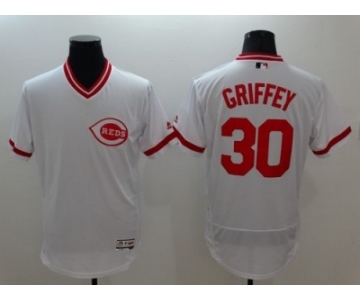 Cincinnati Reds #30 Ken Griffey White Flexbase Authentic Collection Cooperstown Stitched MLB Jersey