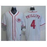 Cincinnati Reds #4 Brandon Phillips White New Cool Base Stitched Baseball Jersey