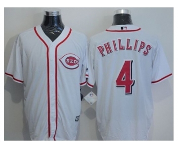 Cincinnati Reds #4 Brandon Phillips White New Cool Base Stitched Baseball Jersey