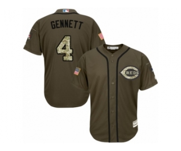 Cincinnati Reds #4 Scooter Gennett Authentic Green Salute to Service MLB Jersey