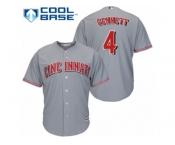 Cincinnati Reds #4 Scooter Gennett Replica Grey Road Cool Base MLB Jersey