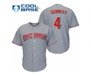 Cincinnati Reds #4 Scooter Gennett Replica Grey Road Cool Base MLB Jersey