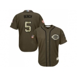 Cincinnati Reds #5 Johnny Bench Green Salute to Service Stitched Baseball Jersey