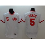 Cincinnati Reds #5 Johnny Bench White Flexbase Authentic Collection Cooperstown Stitched MLB Jersey