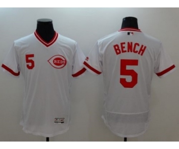 Cincinnati Reds #5 Johnny Bench White Flexbase Authentic Collection Cooperstown Stitched MLB Jersey