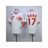 MLB Mitchell And Ness 1990 Cincinnati Reds #17 Chris Sabo White Throwback Stitched Jerseys