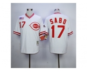 MLB Mitchell And Ness 1990 Cincinnati Reds #17 Chris Sabo White Throwback Stitched Jerseys