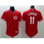 Men Cincinnati Reds #11 Barry Larkin Majestic Red Flexbase Authentic Cooperstown Player Jersey