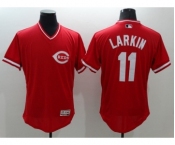 Men Cincinnati Reds #11 Barry Larkin Majestic Red Flexbase Authentic Cooperstown Player Jersey