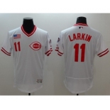 Men Cincinnati Reds #11 Barry Larkin Majestic white Flexbase Authentic Collection Player Jersey