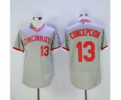 Men Cincinnati Reds #13 Dave Concepcion Majestic Grey Flexbase Authentic Cooperstown Player Jersey