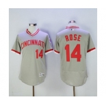 Men Cincinnati Reds #14 Pete Rose Majestic Grey Flexbase Authentic Cooperstown Player Jersey