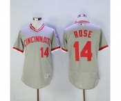 Men Cincinnati Reds #14 Pete Rose Majestic Grey Flexbase Authentic Cooperstown Player Jersey