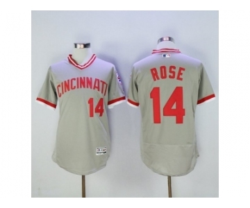 Men Cincinnati Reds #14 Pete Rose Majestic Grey Flexbase Authentic Cooperstown Player Jersey