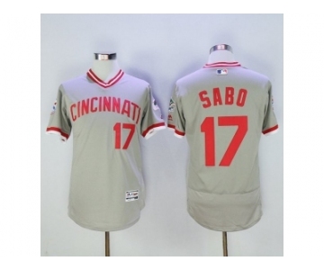 Men Cincinnati Reds #17 Sabo Majestic Grey Flexbase Authentic Cooperstown Player Jersey