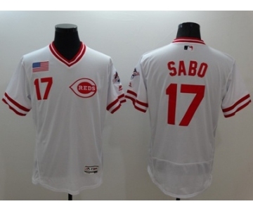 Men Cincinnati Reds #17 Sabo Majestic white Flexbase Authentic Collection Player Jersey