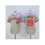 Men Cincinnati Reds #19 Joey Votto Majestic Grey Flexbase Authentic Cooperstown Player Jersey