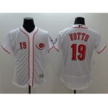 Men Cincinnati Reds #19 Joey Votto Majestic White Flexbase Authentic Collection Player Jersey