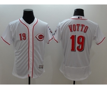 Men Cincinnati Reds #19 Joey Votto Majestic White Flexbase Authentic Collection Player Jersey