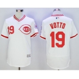 Men Cincinnati Reds #19 Joey Votto Majestic white Flexbase Authentic Cooperstown Player Jersey