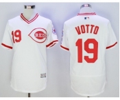 Men Cincinnati Reds #19 Joey Votto Majestic white Flexbase Authentic Cooperstown Player Jersey