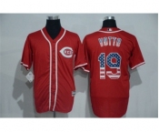 Men Cincinnati Reds #19 Joey Votto Red USA Flag Fashion MLB Jersey